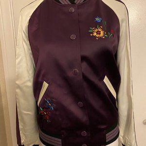 Coach Ladies Quilted Embroidered Floral Varsity Jacket Size XS